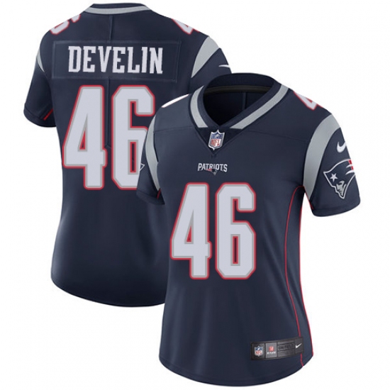Women's Nike New England Patriots #46 James Develin Navy Blue Team Color Vapor Untouchable Limited Player NFL Jersey - Ujersey