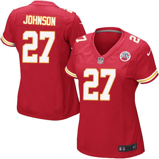 Women's Nike Kansas City Chiefs #27 Larry Johnson Game Red Team Color NFL Jersey - Ujersey