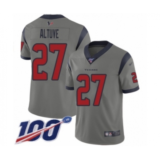 Men's Houston Texans #27 Jose Altuve Limited Gray Inverted Legend 100th Season Football Jersey - Ujersey