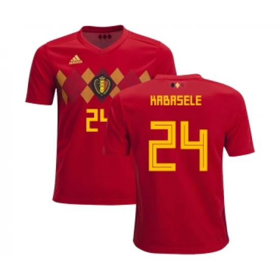 Belgium #24 Kabasele Home Kid Soccer Country Jersey