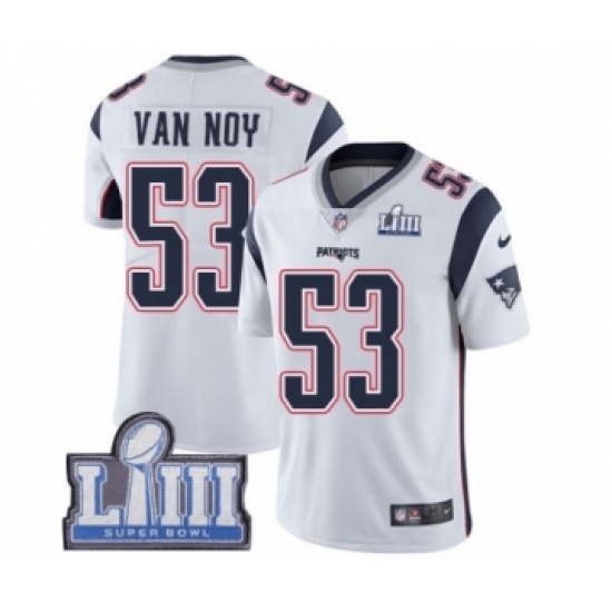 Men's Nike New England Patriots #53 Kyle Van Noy White Vapor Untouchable Limited Player Super Bowl LIII Bound NFL Jersey - Ujersey