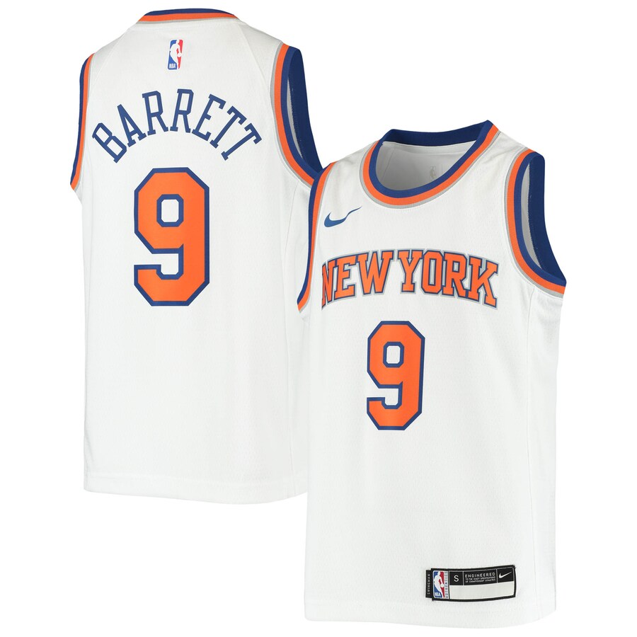 Youth New York Knicks RJ Barrett Nike White Swingman Jersey - Association Edition