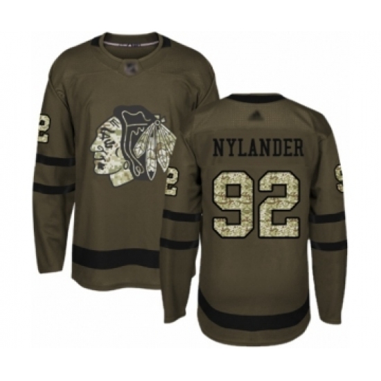 Youth Chicago Blackhawks #92 Alexander Nylander Authentic Green Salute to Service Hockey Jersey - Ujersey