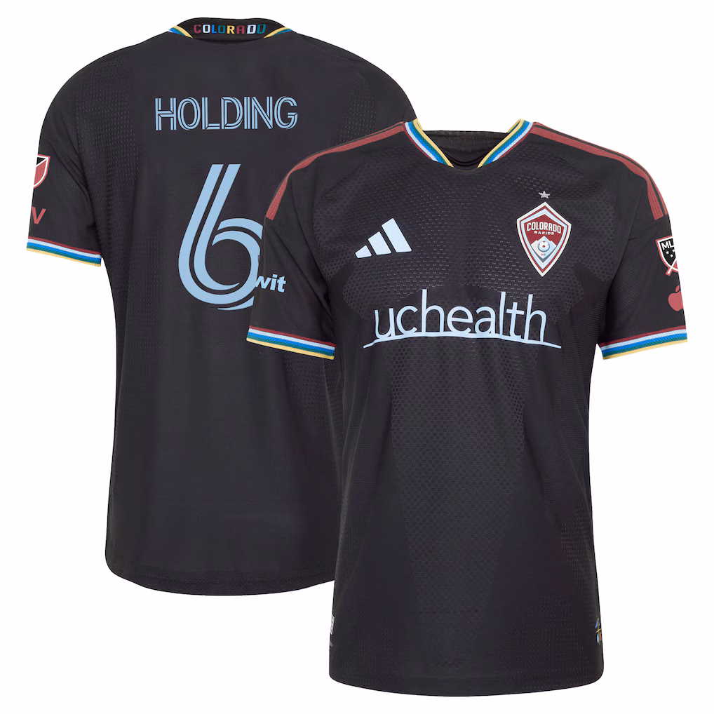 Men's Colorado Rapids Rob Holding adidas Black 2026 Colorful Colorado On-Field Authentic Patch Jersey