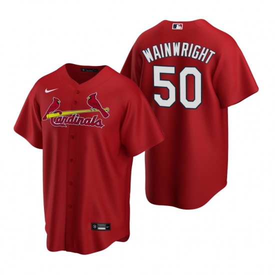 Men's Nike St. Louis Cardinals #50 Adam Wainwright Red Alternate Stitched Baseball Jersey - Ujersey