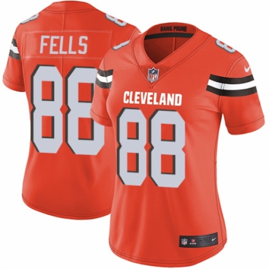 Women's Nike Cleveland Browns #88 Darren Fells Orange Alternate Vapor Untouchable Limited Player NFL Jersey - Ujersey