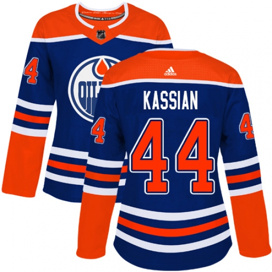 Women's Adidas Edmonton Oilers #44 Zack Kassian Authentic Royal Blue Alternate NHL Jersey - Ujersey