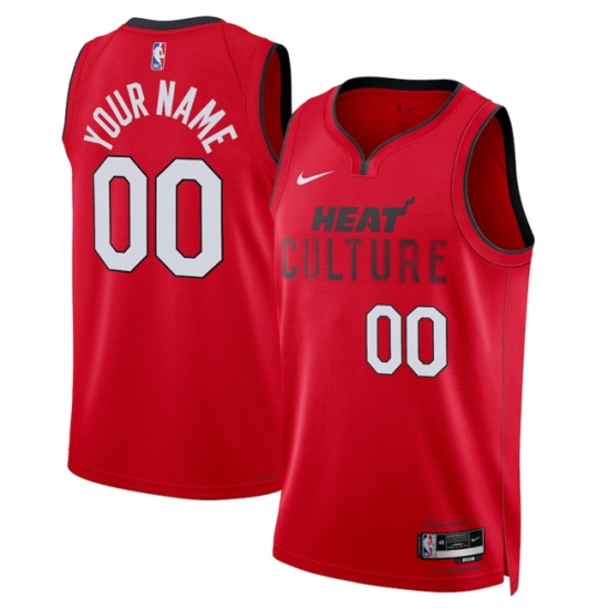 Men's Miami Heat Active Player Custom Red 2024-25 City Edition Stitched Basketball Jersey