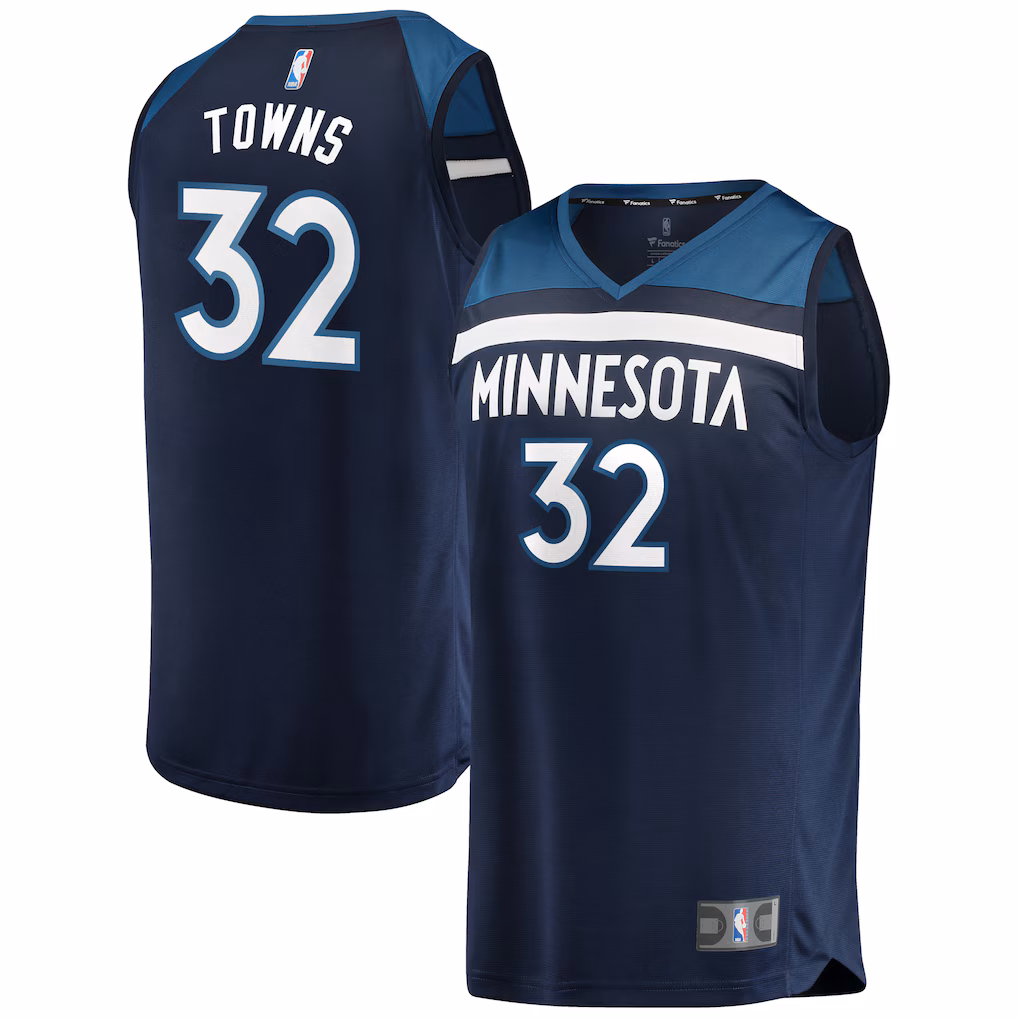 Men's Minnesota Timberwolves Karl-Anthony Towns Fanatics Navy Fast Break Replica Player Jersey - Icon Edition - ujerseystore