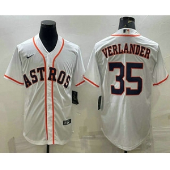 Men's Houston Astros #35 Justin Verlander White Stitched MLB Cool Base Nike Jersey - Ujersey