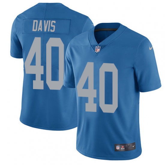 Youth Nike Detroit Lions #40 Jarrad Davis Limited Blue Alternate Vapor Untouchable NFL Jersey - Ujersey