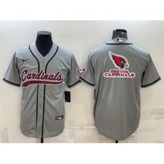 Men's Arizona Cardinals Grey Team Big Logo With Patch Cool Base Stitched Baseball Jersey - Ujersey