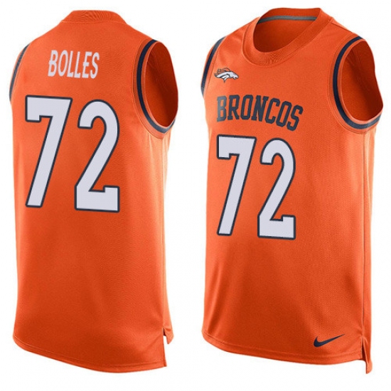 Men's Nike Denver Broncos #72 Garett Bolles Limited Orange Player Name & Number Tank Top NFL Jersey - Ujersey