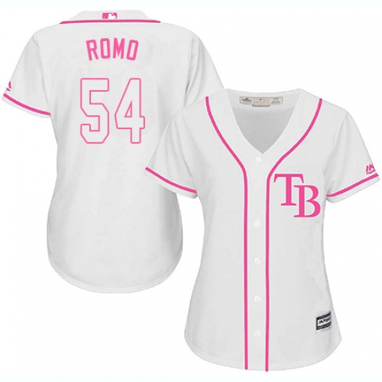 Women's Majestic Tampa Bay Rays #54 Sergio Romo Authentic White Fashion Cool Base MLB Jersey - Ujersey