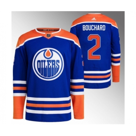 Men's Edmonton Oilers #2 Evan Bouchard Royal Stitched Jersey - Ujersey
