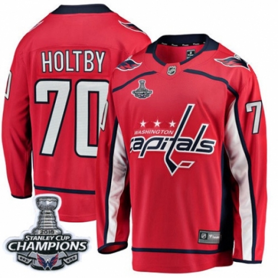 Youth Washington Capitals #70 Braden Holtby Fanatics Branded Red Home Breakaway 2018 Stanley Cup Final Champions NHL Jersey - Ujersey