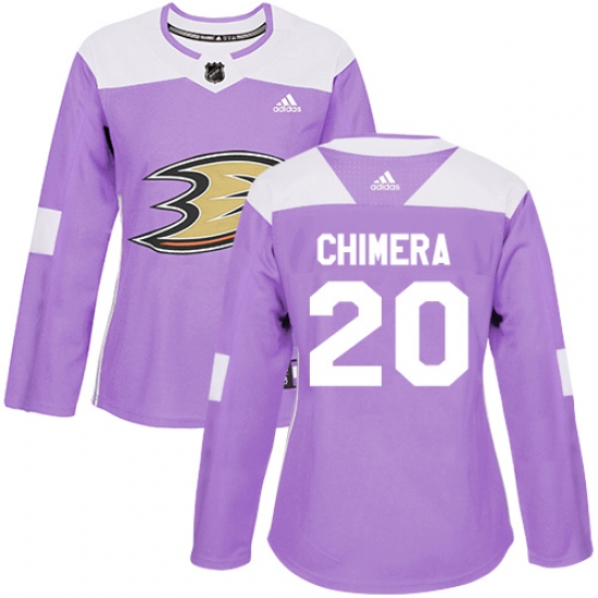 Women's Adidas Anaheim Ducks #20 Jason Chimera Authentic Purple Fights Cancer Practice NHL Jersey - Ujersey