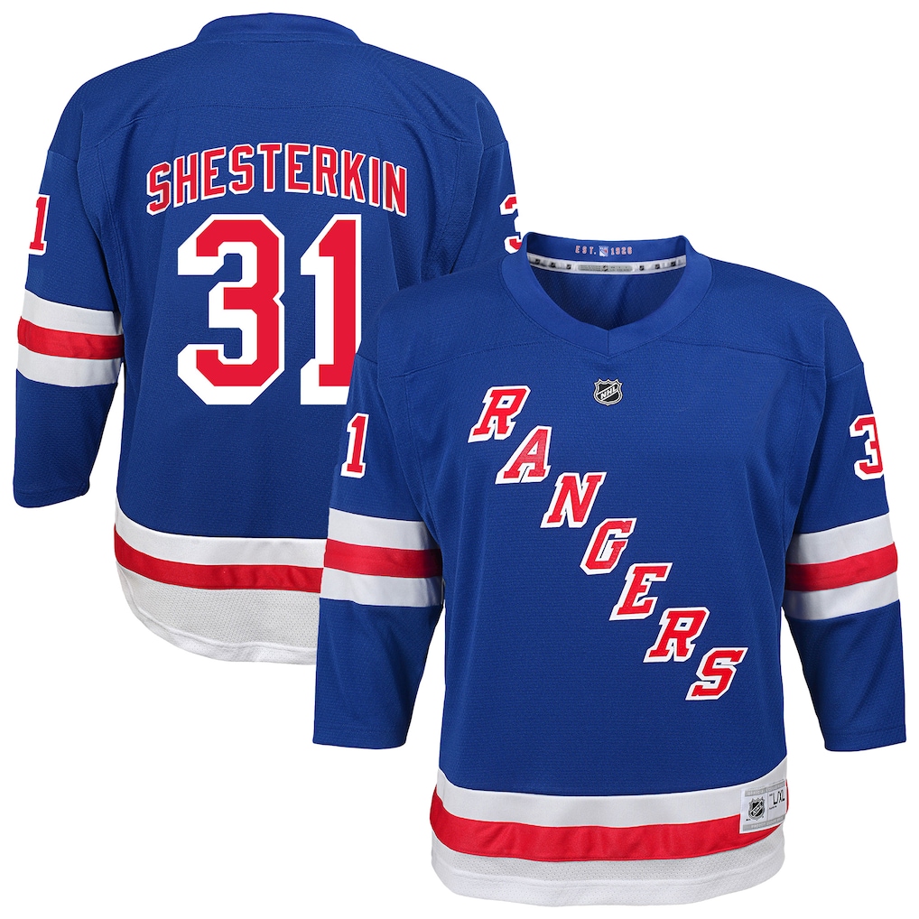 Youth New York Rangers Igor Shesterkin Blue Home Replica Player Jersey - ujerseystore