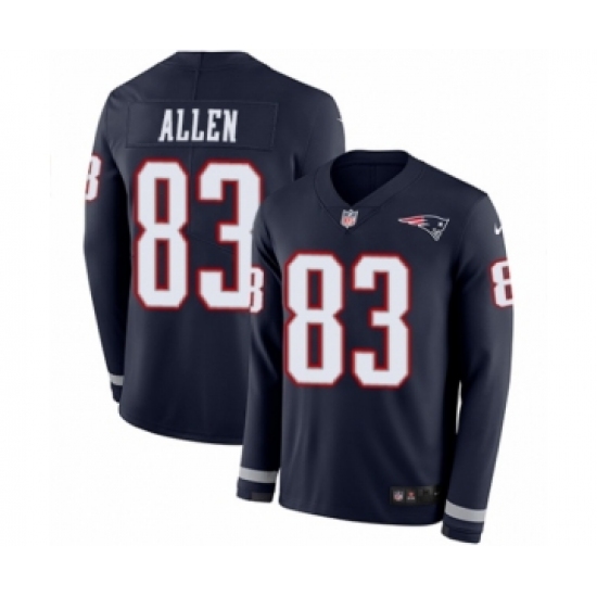 Men's Nike New England Patriots #83 Dwayne Allen Limited Navy Blue Therma Long Sleeve NFL Jersey - Ujersey