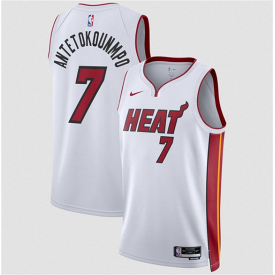 Men's Miami Heat #7 Giannis Antetokounmpo White 2026 Association Edition Swingman Stitched Jersey - Ujersey