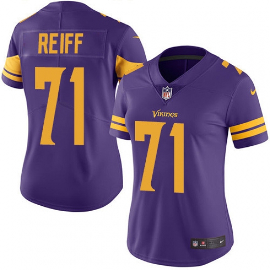 Women's Nike Minnesota Vikings #71 Riley Reiff Limited Purple Rush Vapor Untouchable NFL Jersey - Ujersey