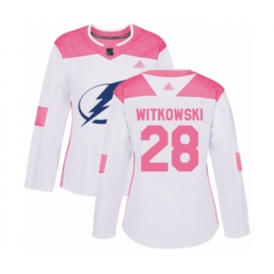 Women's Tampa Bay Lightning #28 Luke Witkowski Authentic White Pink Fashion Hockey Jersey - Ujersey