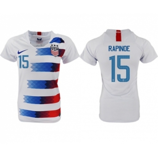 Women's USA #15 Rapinoe Home Soccer Country Jersey