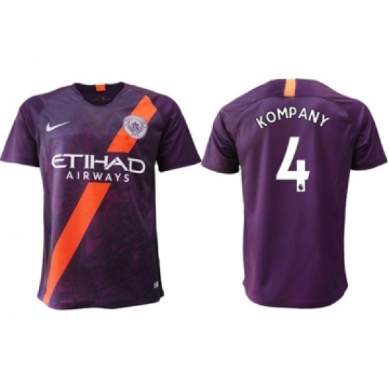 Manchester City #4 Kompany Third Soccer Club Jersey