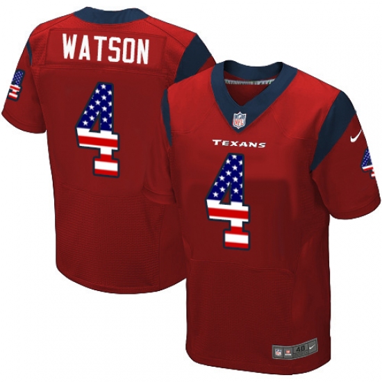 Men's Nike Houston Texans #4 Deshaun Watson Elite Red Alternate USA Flag Fashion NFL Jersey - ujerseystore