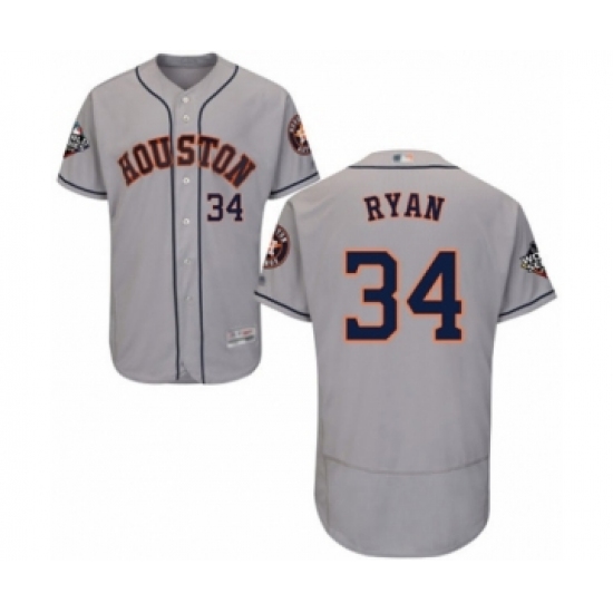 Men's Houston Astros #34 Nolan Ryan Grey Road Flex Base Authentic Collection 2019 World Series Bound Baseball Jersey - Ujersey