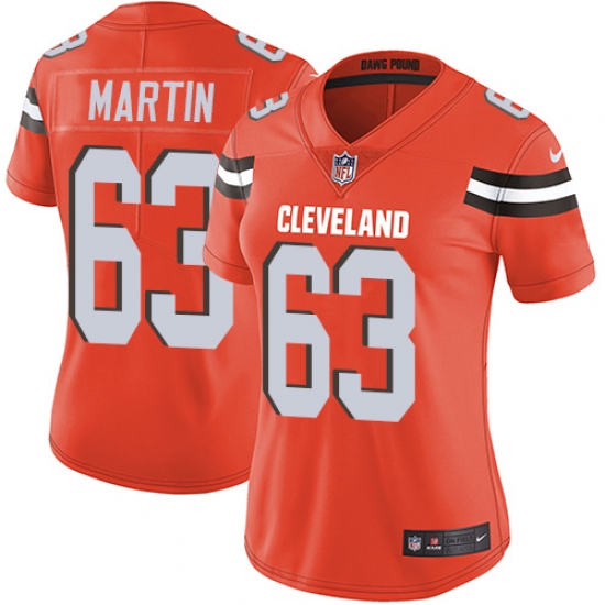 Women's Nike Cleveland Browns #63 Marcus Martin Orange Alternate Vapor Untouchable Limited Player NFL Jersey - Ujersey