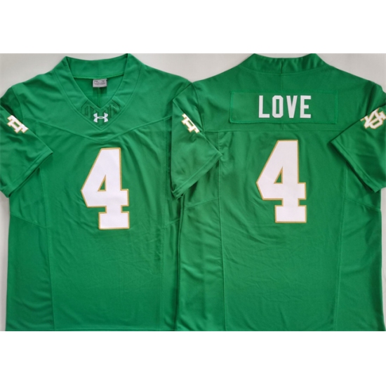 Men's Notre Dame Fighting Irish #4 Jeremiyah Love Green 2024 F.U.S.E. Limited Stitched Jersey - Ujersey