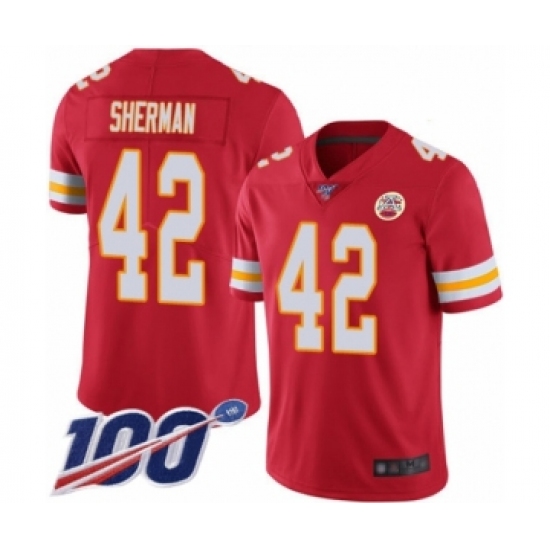 Men's Kansas City Chiefs #42 Anthony Sherman Red Team Color Vapor Untouchable Limited Player 100th Season Football Jersey - Ujersey