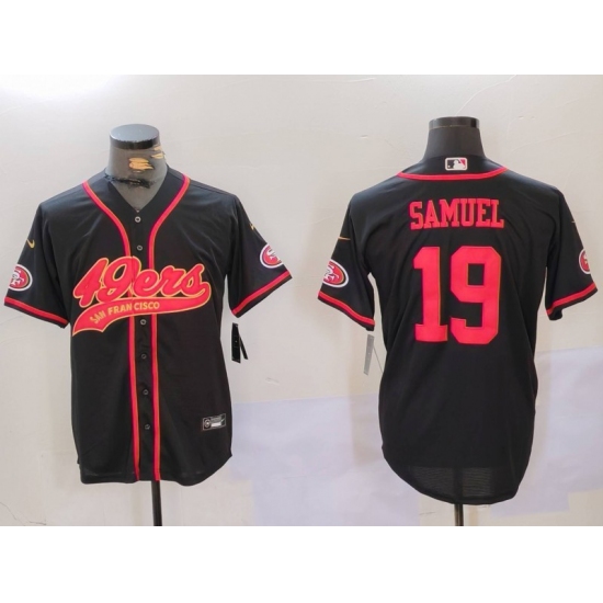 Men's San Francisco 49ers#19 Deebo Samuel Black With Cool Base Stitched Baseball Jersey - Ujersey