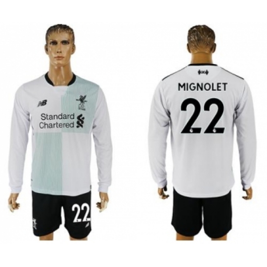Liverpool #22 Mignolet Away Long Sleeves Soccer Club Jersey