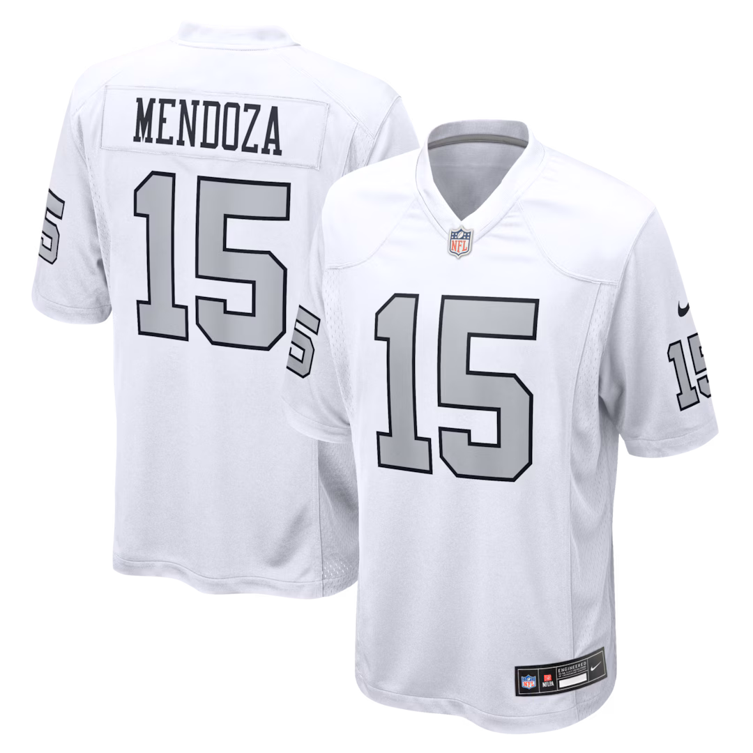 Men's Las Vegas Raiders Fernando Mendoza Nike White Alternate Game Player Jersey