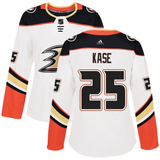 Women's Adidas Anaheim Ducks #25 Ondrej Kase Authentic White Away NHL Jersey - Ujersey