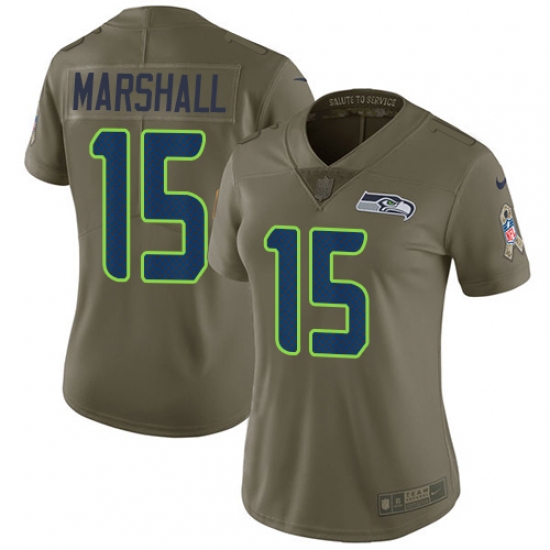 Women Nike Seattle Seahawks #15 Brandon Marshall Limited Olive 2017 Salute to Service NFL Jersey - Ujersey
