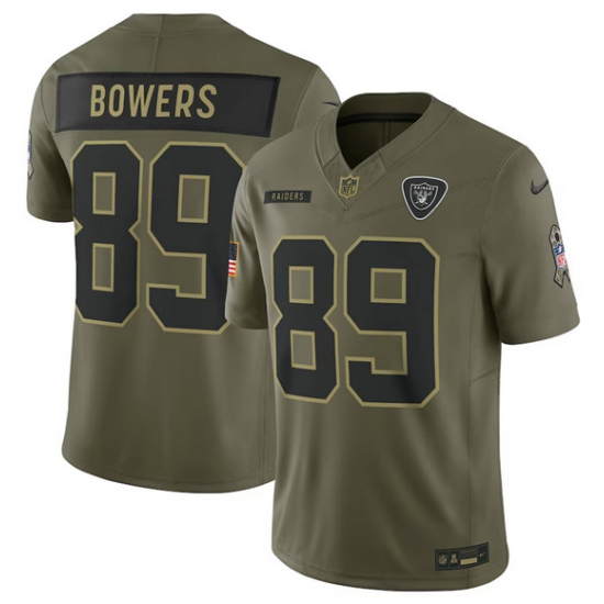 Men's Las Vegas Raiders #89 Brock Bowers Olive 2025 Salute to Service Limited Football Stitched Jersey - Ujersey
