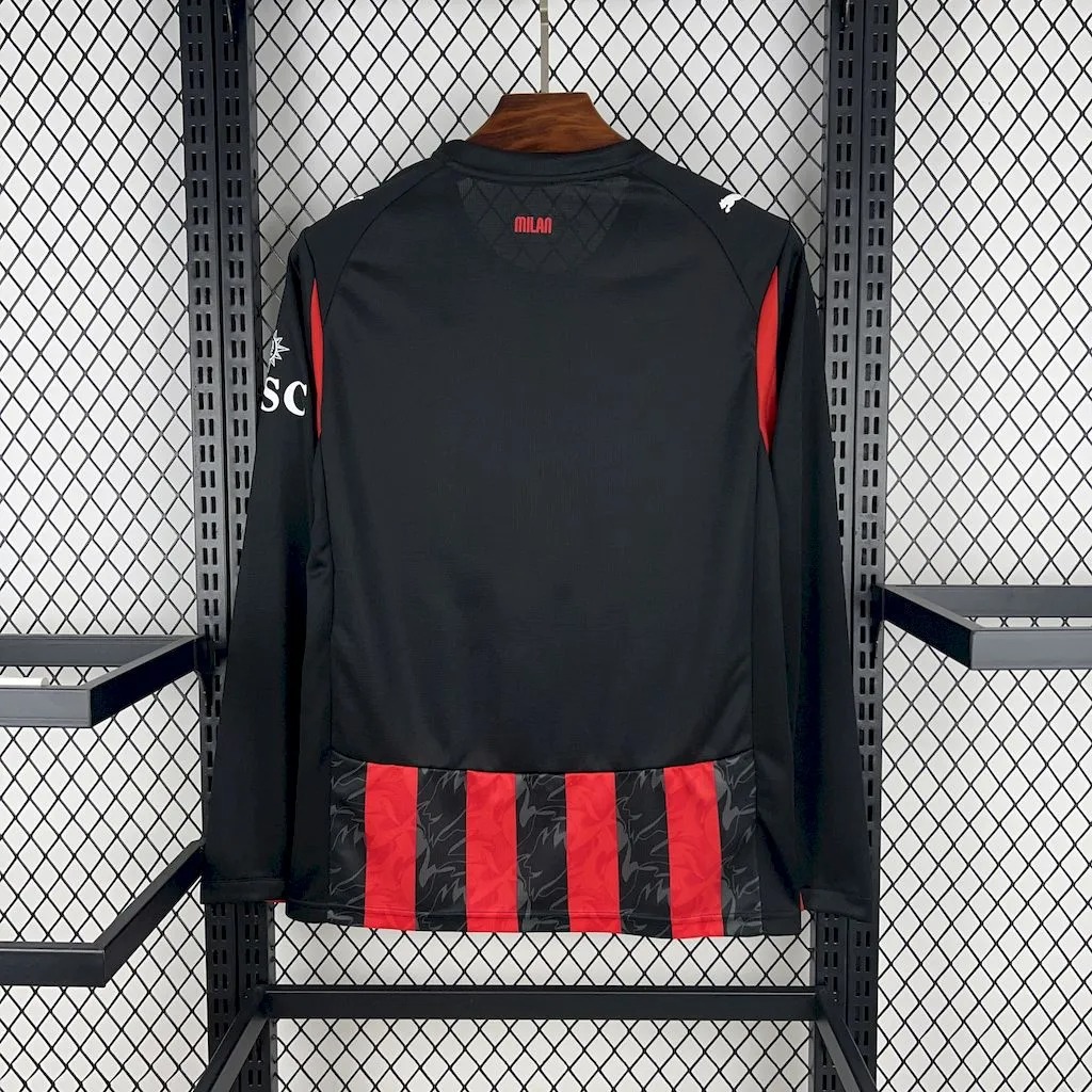 AC Milan Soccer Jersey Home Long Sleeves Custom Shirt 2025/26 - ujerseystore
