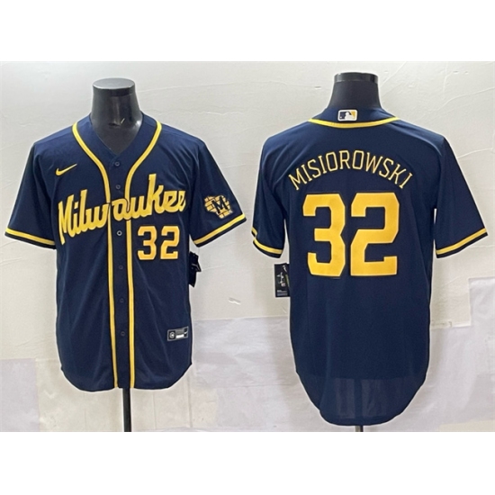Men's Milwaukee Brewers #32 Jacob Misiorowski Navy 2025 With Stitched Jersey - Ujersey