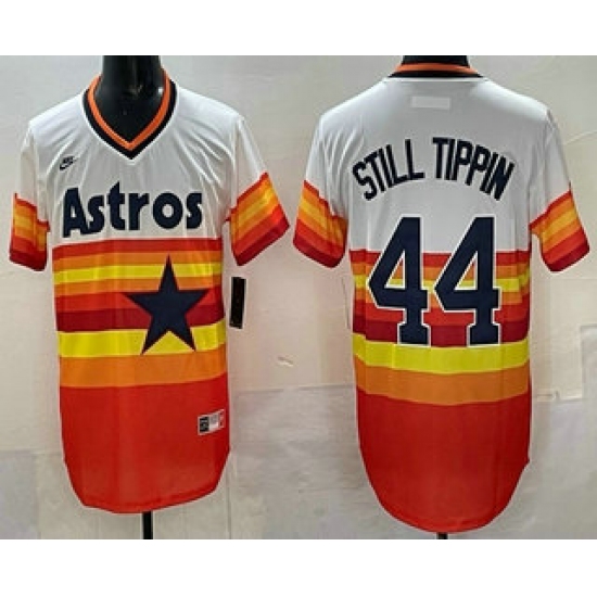 Men's Houston Astros #44 Still Tippin Orange Rainbow Cooperstown Stitched Cool Base Jersey - Ujersey