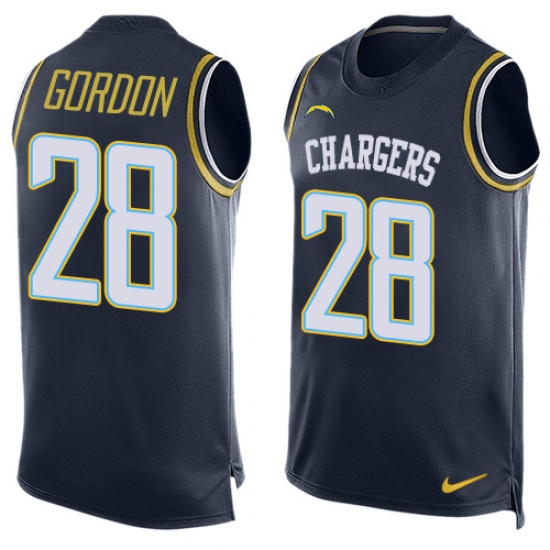 Men's Nike Los Angeles Chargers #28 Melvin Gordon Limited Navy Blue Player Name & Number Tank Top NFL Jersey - Ujersey