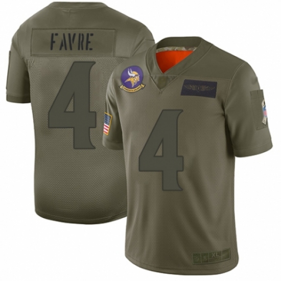 Men's Minnesota Vikings #4 Brett Favre Limited Camo 2019 Salute to Service Football Jersey - Ujersey