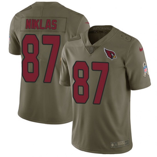 Youth Nike Arizona Cardinals #87 Troy Niklas Limited Olive 2017 Salute to Service NFL Jersey - Ujersey