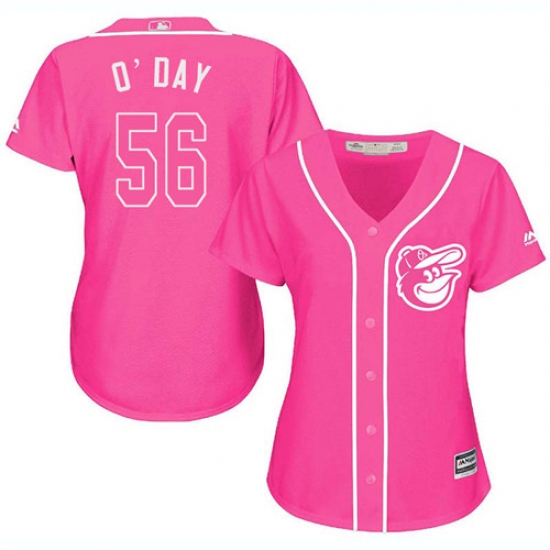 Women's Majestic Baltimore Orioles #56 Darren O'Day Authentic Pink Fashion Cool Base MLB Jersey - Ujersey