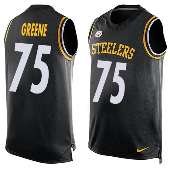 Men's Nike Pittsburgh Steelers #75 Joe Greene Limited Black Player Name & Number Tank Top NFL Jersey - Ujersey