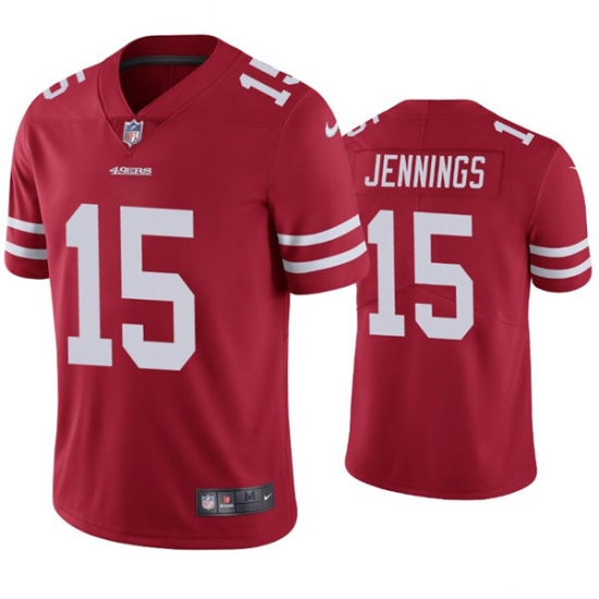 Mens San Francisco 49ers #15 Jauan Jennings Nike Scarlet Vapor Limited Player Jersey - Ujersey