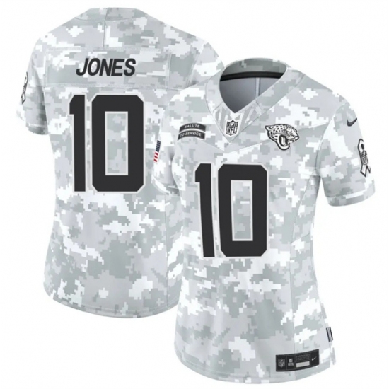 Women's Jacksonville Jaguars #10 Mac Jones 2024 F.U.S.E Arctic Camo Salute To Service Limited Stitched Football Jersey(Run Small) - Ujersey