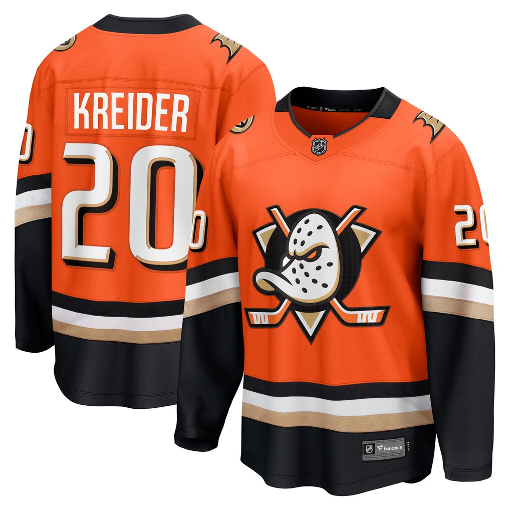 Men's Anaheim Ducks Chris Kreider Fanatics Orange Home Breakaway Jersey - U-jersey